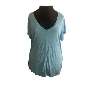 evy's tree Women's Sky Blue V-Neck Short Sleeve Tee